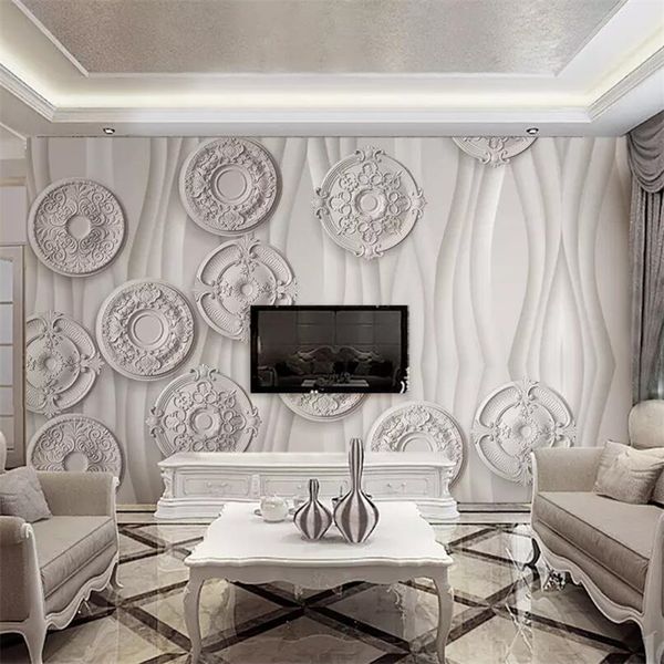 

mural custom wallpaper 3d p murals creative european embossed stereo disc tv background wall papers home decor 3d murals