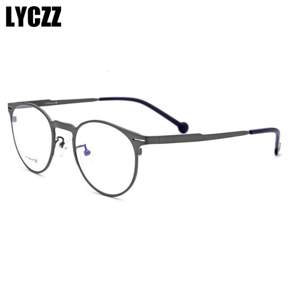 

lyczz optical eyeglasses frame fashion brand ultralight myopia transparent tr90 prescription glasses frames for men retro round, Black