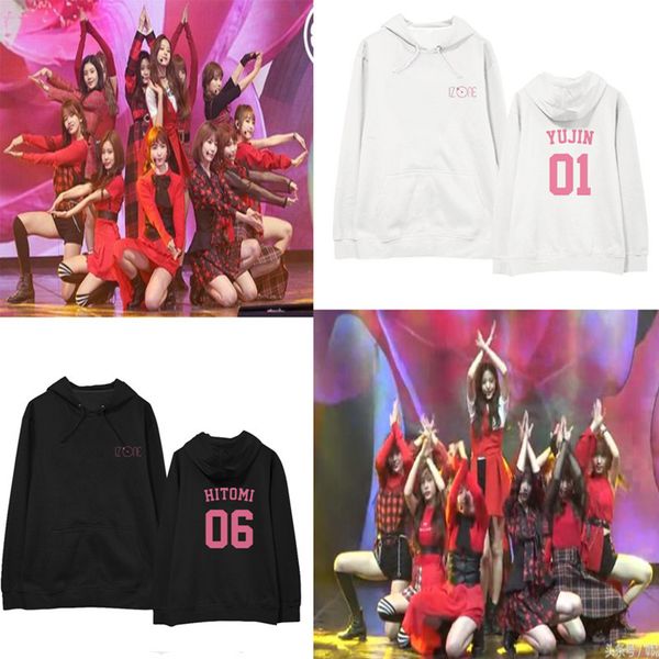 

k- izone combination surrounding clothes with the same paragraph hooded sweatshirts korean version of men and women shirts, Black