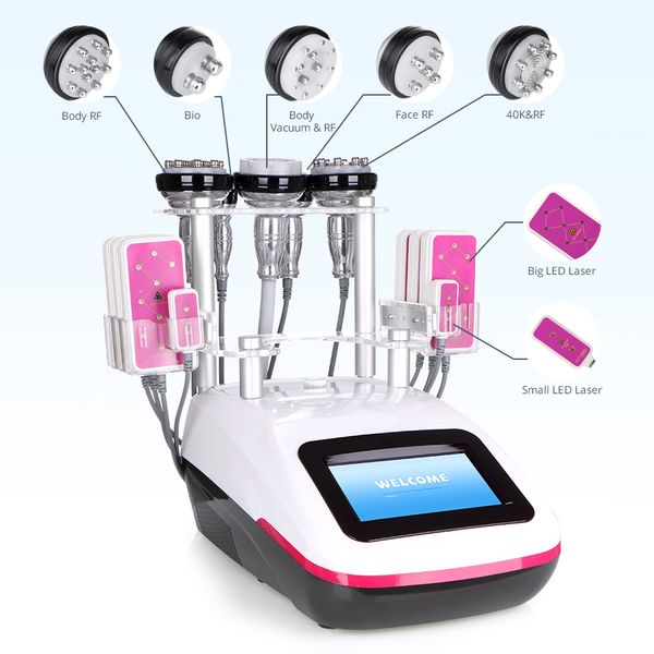 

new listing 6 in 1 cavitation ultrasonic rf machine vacuum radio frequency laser body shaping fat removal anti-cellulite spa salon