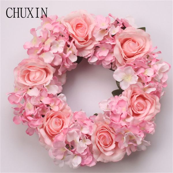 2019 Rtificial Decorations Artificial Dried Flowers Simulation Rose Hydrangea Wreath Home Door Decoration Fake Wreath Wedding Bridal Headdress From