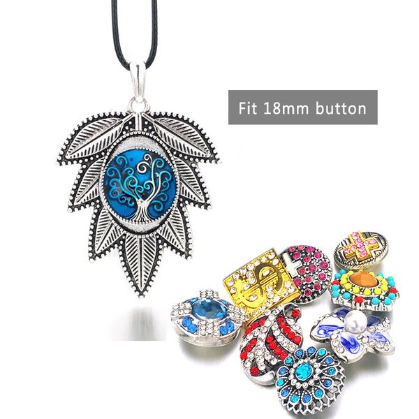 

interchangeable flower leaves ginger necklace 293 fit 18mm snap button pendant necklace charm jewelry for women gift, Silver