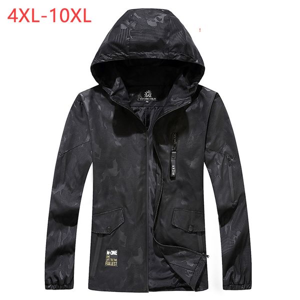 

male bomber baggy hooded jacket spring summer zipper camo windbreaker men black streetwear smart travel coat 6xl 8xl 2018 xmr05, Black;brown