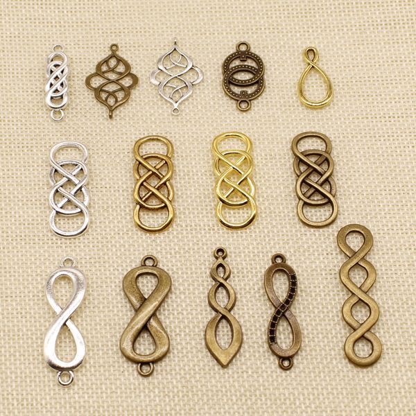 

60 шт изготовление ювелирных изделий поставки бесконечность символ разъем hj205, Bronze;silver