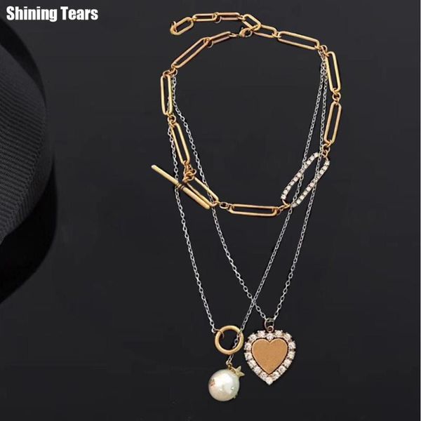 

fashion metal love star letter necklace jewelry brand double necklace 2019 new arrvial pretty gift, Silver