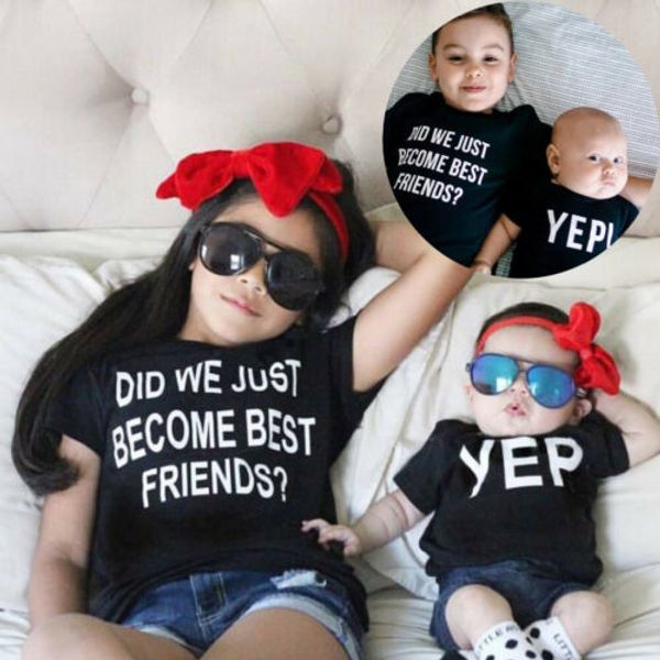 

toddler baby boy girl 100%cotton top t-shirt set summer brothers sisters clothes, Blue