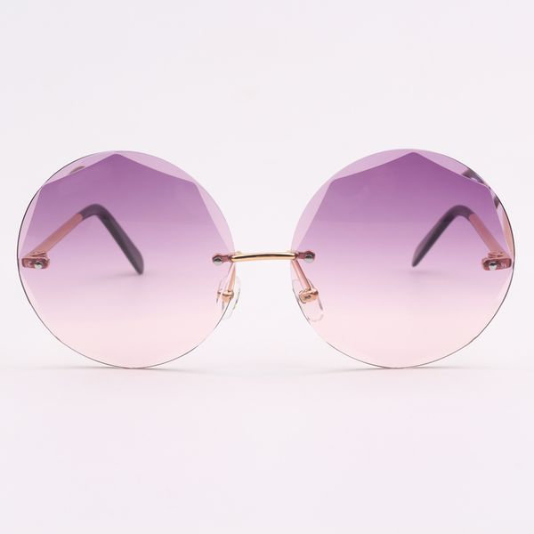 

rimless outdoors women, brand round frame gradient purple lens fashion box eyewear sale women quality with original sunglasses, White;black