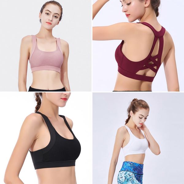 

4 colors running non-slip sports bra shock-proof gathering yoga fashion yoga bra fitness beauty back yoga vest-style sports underw, White;red