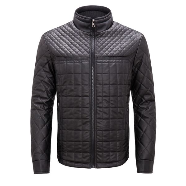 

fur coat mens winter parkas pu leather jackets windbreaker waterproof overcoat windproof thicken warm outerwear 2019 new arrival, Black