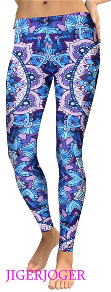 

jigerjoger royal blue mandala flower floral yoga leggings 4xl women's fitness sports legging activewear pants drop shipping, White;red