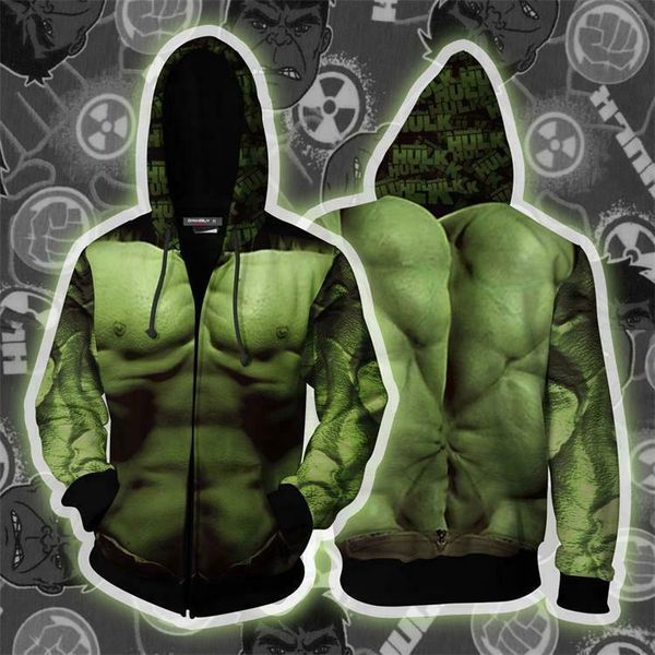 

4 endgame hulk hoodies coat bruce banner sweatshirt cosplay costume cos zipper hooded with cap coat jacket top, Black