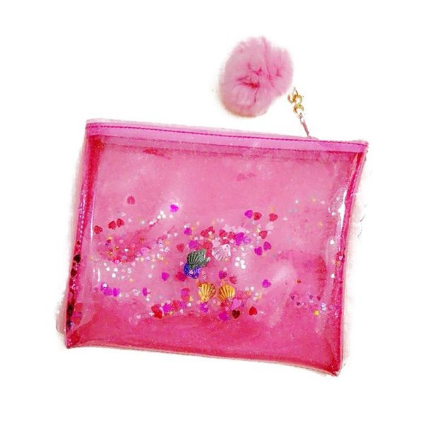 

creative cute transparent sequins jelly silicone pencil case with hair ball pen bag girls cosmetic bag school supplies