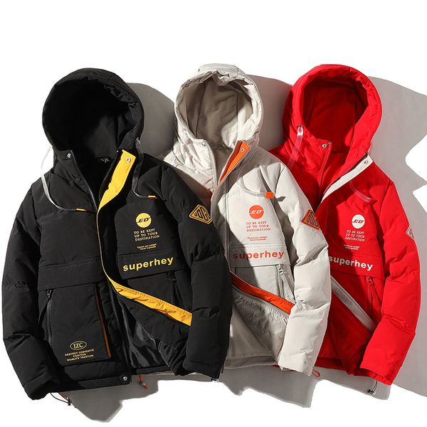 

новая мужская одежда / 2020 новый бренд tide пара хлопчатобумажная одежда мужская с капюшоном зимняя толстая хлопчатобумажная куртка мужчины, Black