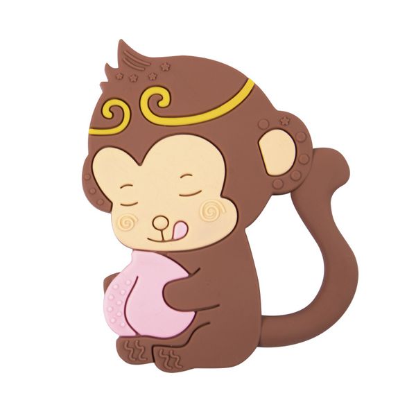 Lebensmittelqualität Baby Silikon Beißringe Zahnen Halskette Babyparty Geschenke Cartoon Monkey King Tiere Beißring Spielzeug