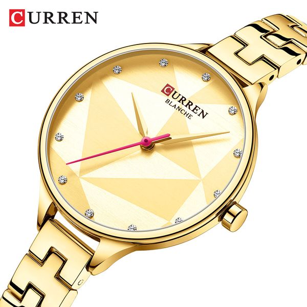 

curren classy quartz watches women creative design wristwatch with stainless steel female clock ladies dress bracelet watch, Slivery;brown