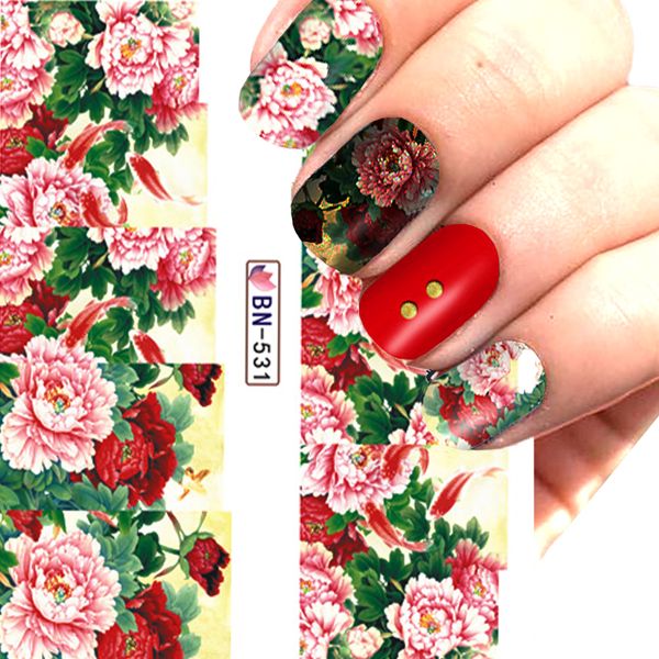 

12 sheets/lot nail lotus full cover nail art water sticker decal for water chinese style sticker manicure tools, Black