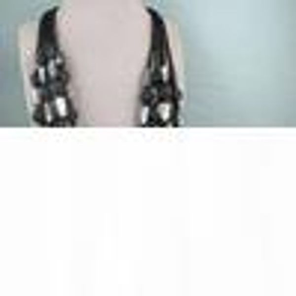 

charmingpremier designs mirage necklace bracelet jewelry set natural shell & black color lava nf112, Silver