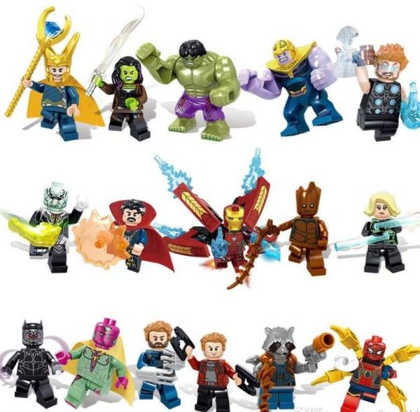 

lxh avengers 3 infinity war super hero iron man hulk rocket thor thanos black panther spider man groot building blocks toy xmas gift