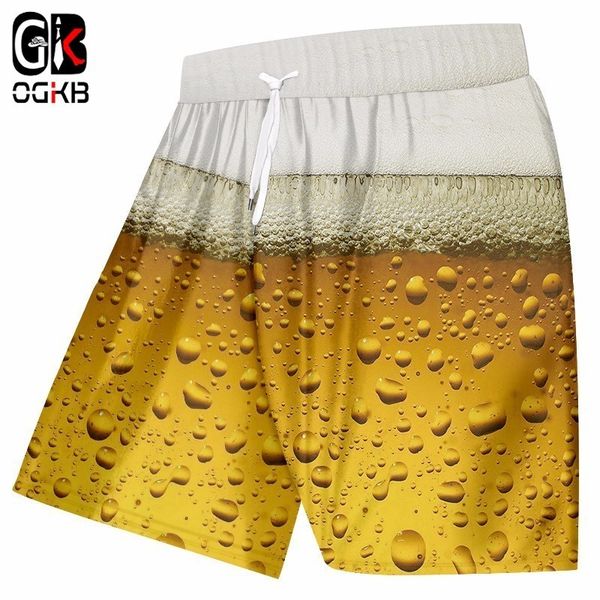 

ogkb new arrive shorts men summer beachshorts fashion 3d fresh beer print casual shorts hip hop streetwear board, White;black
