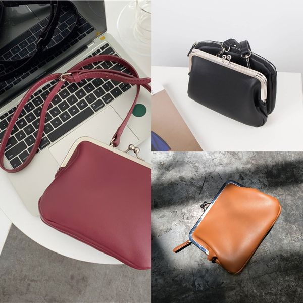 

jnczx 2020 clip solid color double-layer lock buckle hand clip double-layer practical small shoulder hand satchel small bag satchel messenge