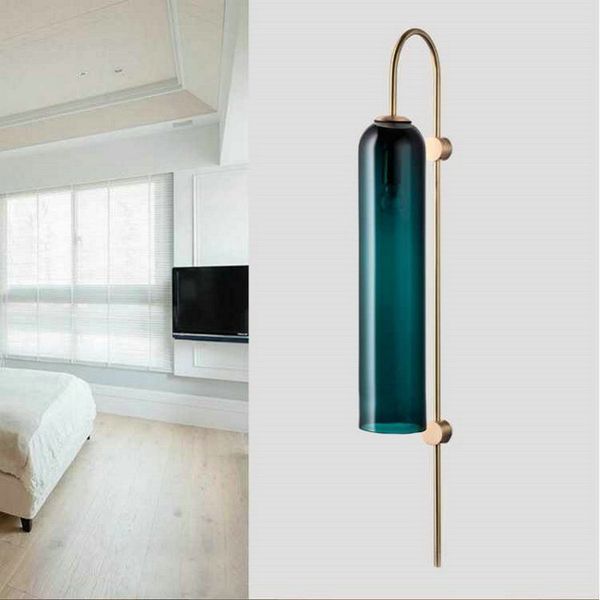 

postmodern design white blue wall light glass sconces e27 base l living room bedroom restaurant led kitchen hanging lamp