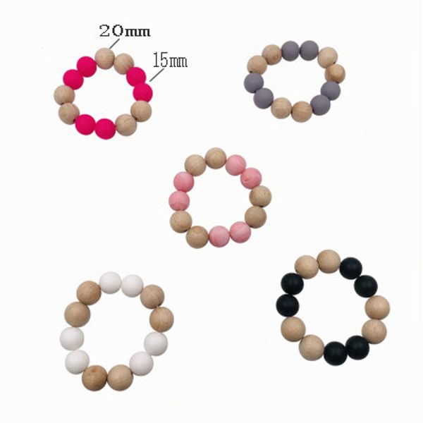 

beech wood and silicone beads bracelet for children baby teething baby molars bracelet