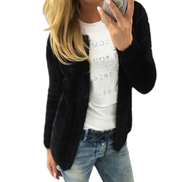 

fashion women long sleeve knitted slim basic short ladies casual solid jackets knit outwear coat wool autumn korea outerwear tide, Black;brown