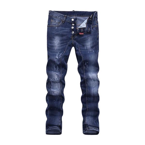 

2020 men fashion street wear letters graphic jeans men skinny fit distressed bleach wash vintage denim pants male biker jeans, Blue
