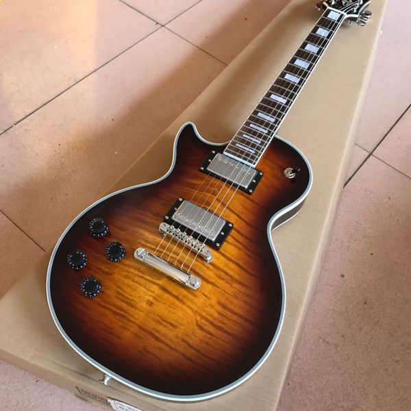 

высококачественная электрогитара для левой руки, электрическая гитара flame maple top, гриф из красного дерева