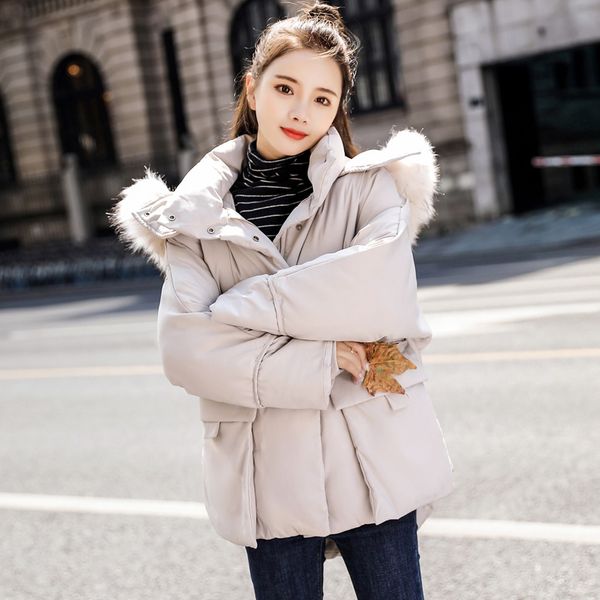 

fashion winter coat women white black warm cotton hooded wadded jacket thick cotton long-sleeved coat women parka manteau femme