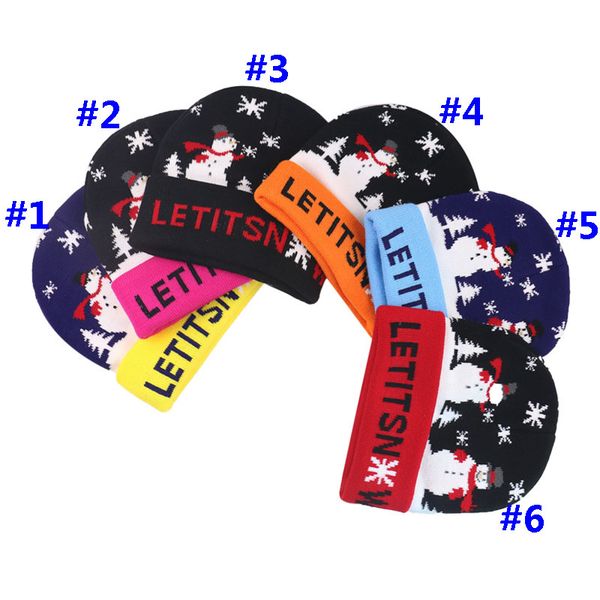 

fashion christmas beanie knit hat kids snowflake skull cap outdoor children warm ski caps xmas christmas decorations party hats hh9-2572