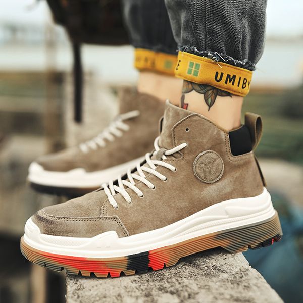 

fashion men winter boots mens shoes casual botas masculinas men high sneakers non-slip hard-wearing footwear ankle boots, Black
