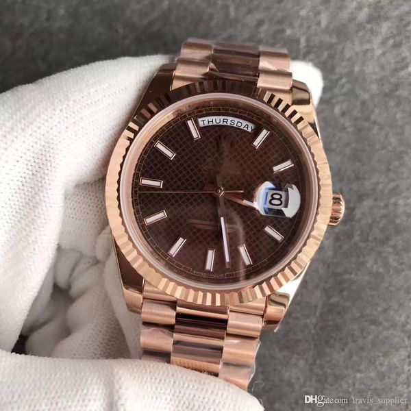 

2019 sale daydate 18k rose gold clasp mens watches day-date brown face president 116719 automatic watches men ing, Slivery;brown