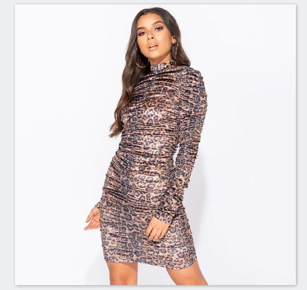 

ladies nigh club dress womens designer leopard dresses fashion long sleeve summer bodycon casual females clothes, Black;gray