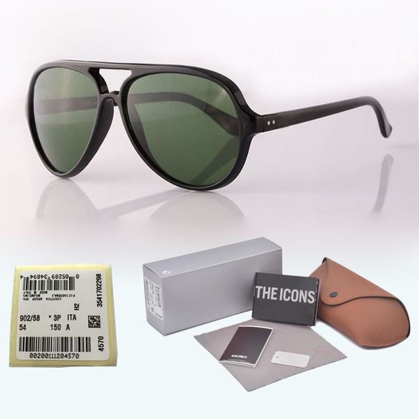 

1pcs Wholesale - Top Quality Sunglasses men women Brand Designer Plank frame mirror glass lenses Retro Eyewear with Retail box and label