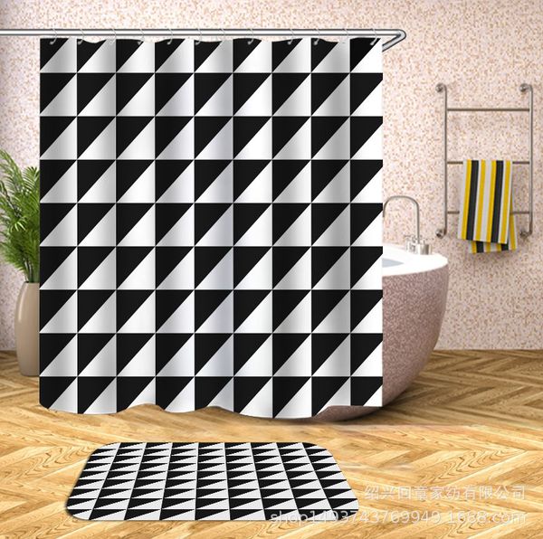 

nordic simple geometric figure digital printing shower curtain series 90-g per square square plastic c- hook