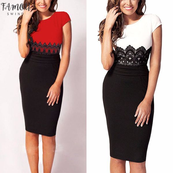

summer new fashion women's elegant short sleeve lace party wear office slim hip up slim ladies penci, Black;gray