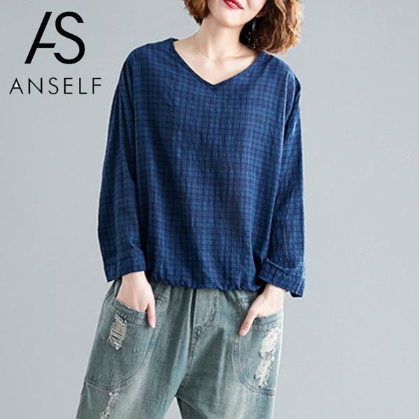 

2019 autumn blouse shirt women vintage printed long sleeves drawstring oversized plus size cotton linen tunics female, White