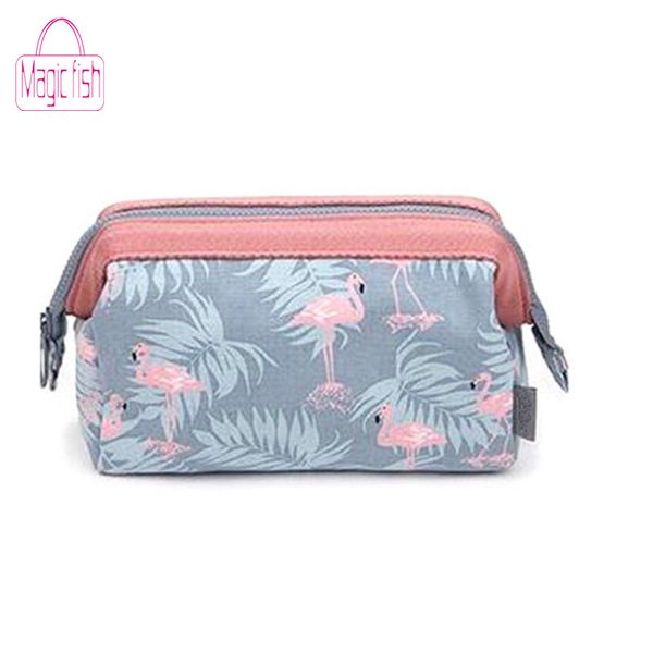 

magic fish new arrival flamingo women cosmetic bag necessaire makeup bag travel waterproof portable makeup toiletry kits
