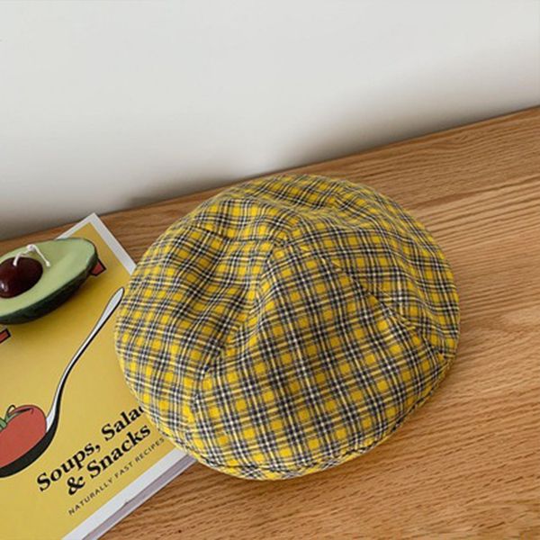

2019 autumn and winter new hat women's retro plaid beret breathable painter hat wild soft sister cute octagonal cap, Blue;gray