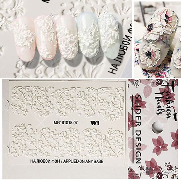 

1pcs 6d engraving flower engraving flower acrylic glitter nail embossed water pattern sticker diy nail tool*, Black
