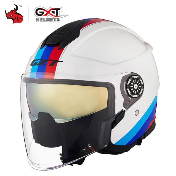 

gxt motorcycle helmet half face abs motorbike helmet electric safety double lens moto casque for women men casco moto