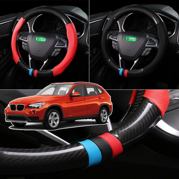 

for bmw x1 2015-2018 steering wheel cover anti-slip carbon fiber pvc leather