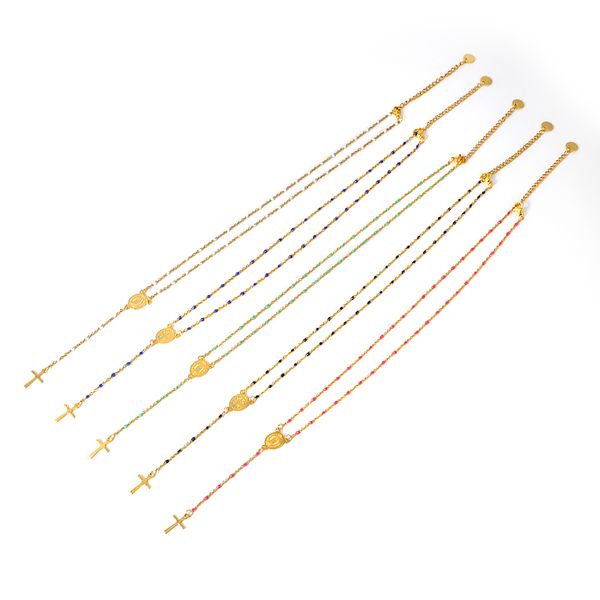 

cross religion long pendant necklaces for women jwelry colorful beads stainless steel necklace choker chain necklaces christian, Silver