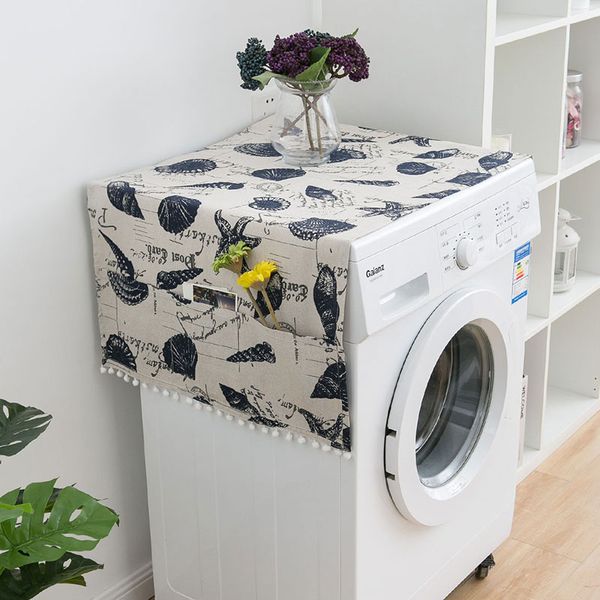 

faux cotton&linen washer cover with pocket refrigerator cover microwave oven dustproof cover household storage