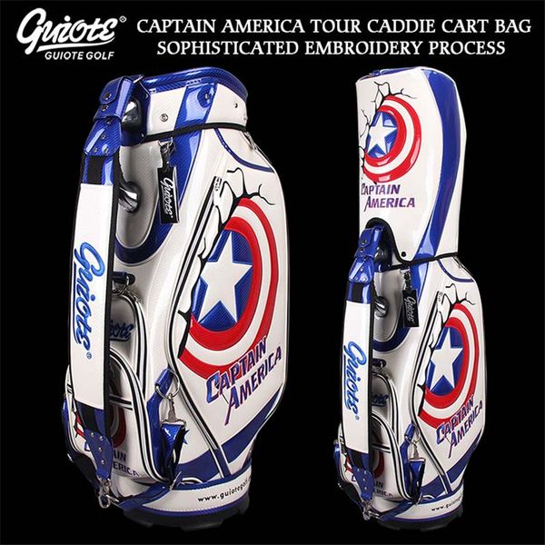 

usa golf caddie cart bag pu leather golf tour staff bag with rainhood 5-way for men women