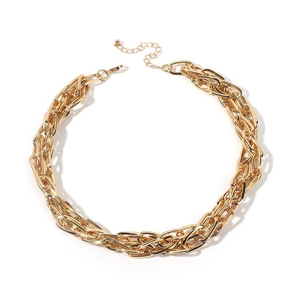 

exaggerated multi-layer metal chain necklace female, Silver