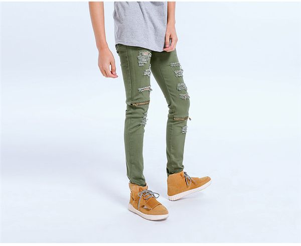 

west ripped slim pants mens knee stretch slacks style fashion mid width pants, Blue