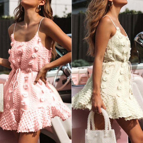

new style women dresses sleeveless summer boho solid ruffles floral beach casual loose mini beach bandage dress fashion 2019, Black;gray