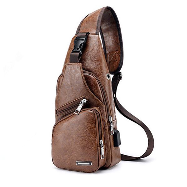 

new casual men external usb charge anti theft chest bag waist bag pack travel single long shoulder strap bolsa for feminina